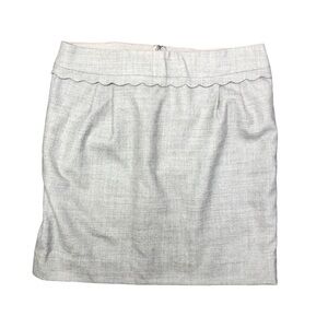 J. Crew light grey lightweight wool mini skirt scalloped 8